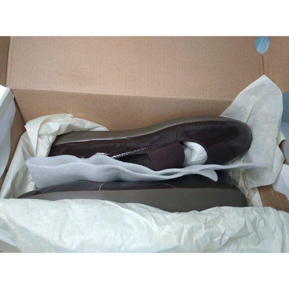 GH Bass Gallop Womens 10 M Cocoa Brown Patent Comfort Flats Elastic Band NEW - Picture 11 of 12